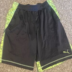 Puma boys Black and Green Athletic Shorts